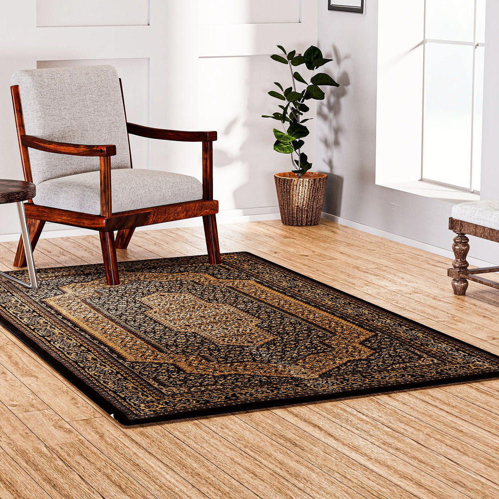 Polyester Traditional Rug and Door Mat (Size 120x1 cm) - Yellow & Yellow