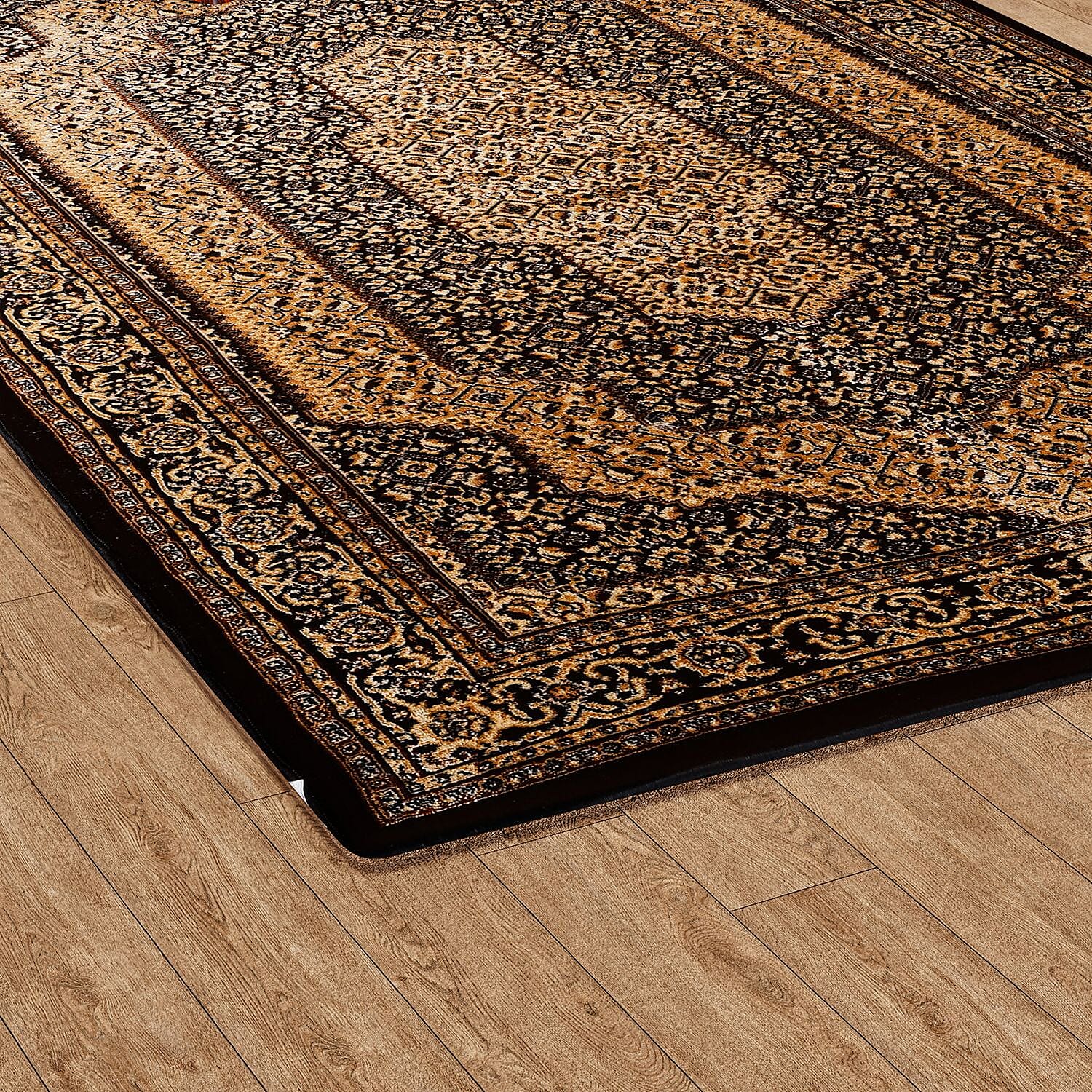 Polyester Traditional Rug and Door Mat (Size 120x1 cm) - Yellow & Yellow