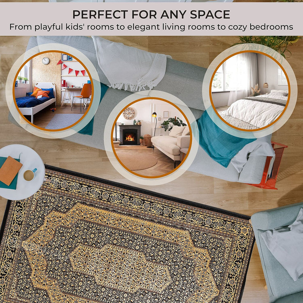 Polyester Traditional Rug and Door Mat (Size 120x1 cm) - Yellow & Yellow