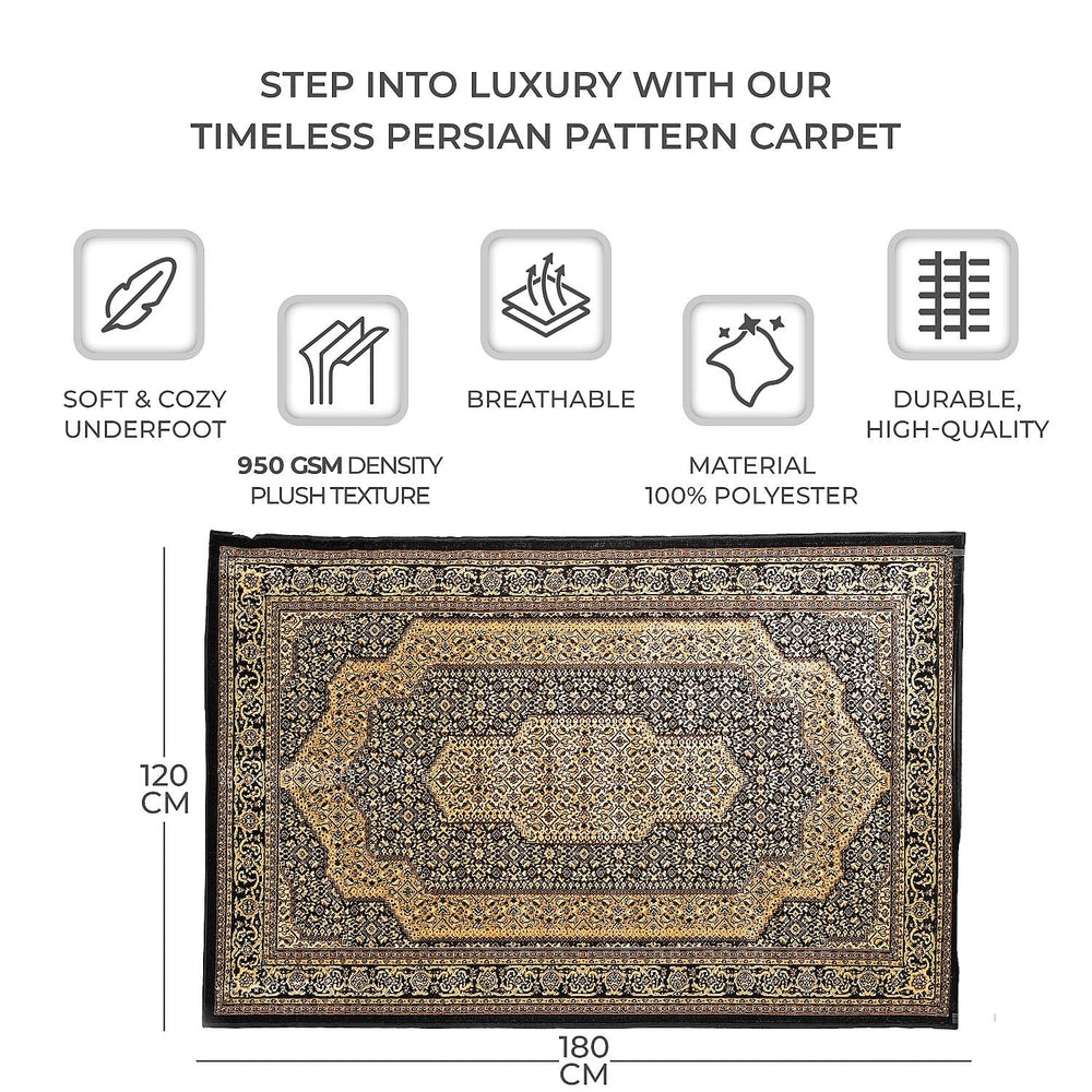 Polyester Traditional Rug and Door Mat (Size 120x1 cm) - Yellow & Yellow