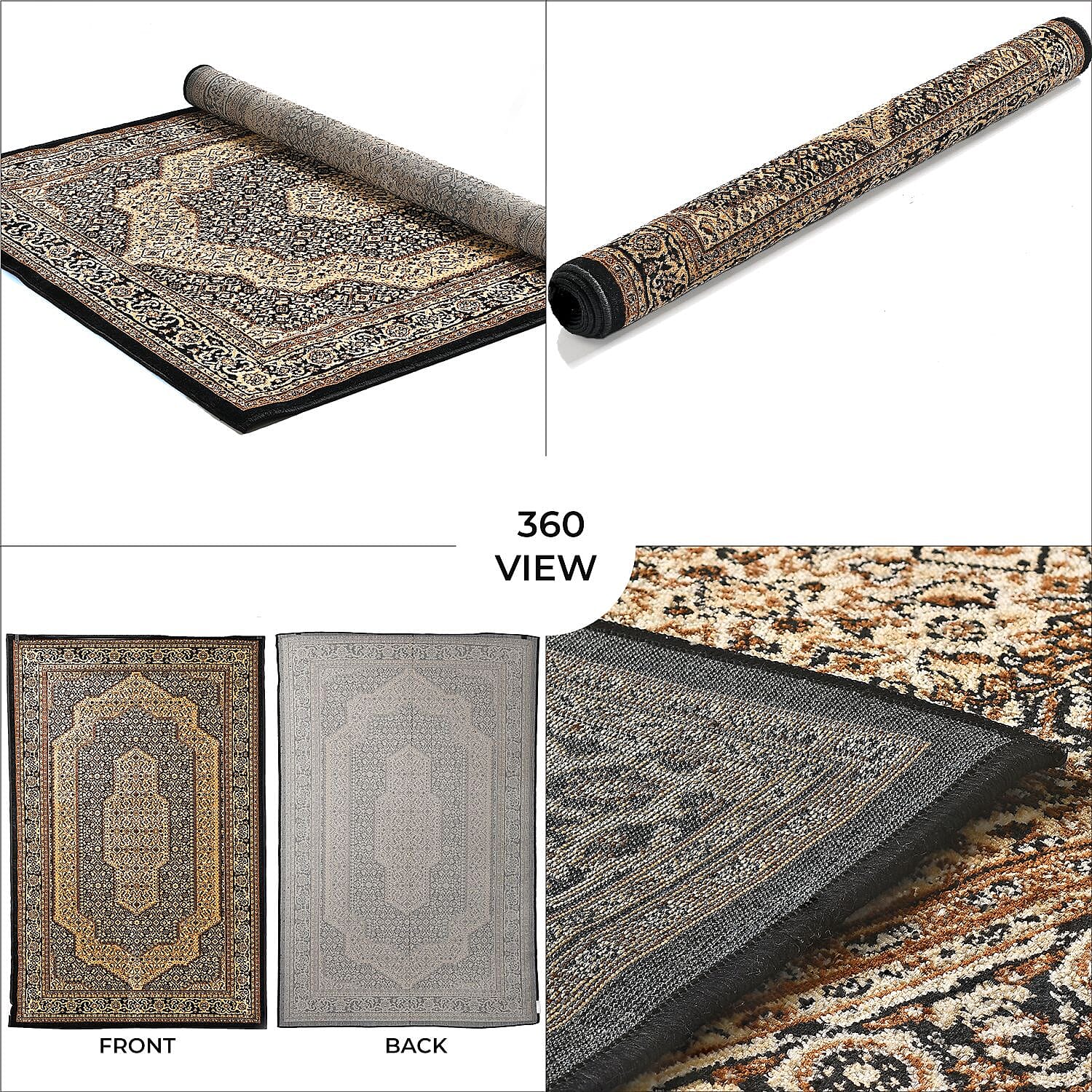 Polyester Traditional Rug and Door Mat (Size 120x1 cm) - Yellow & Yellow