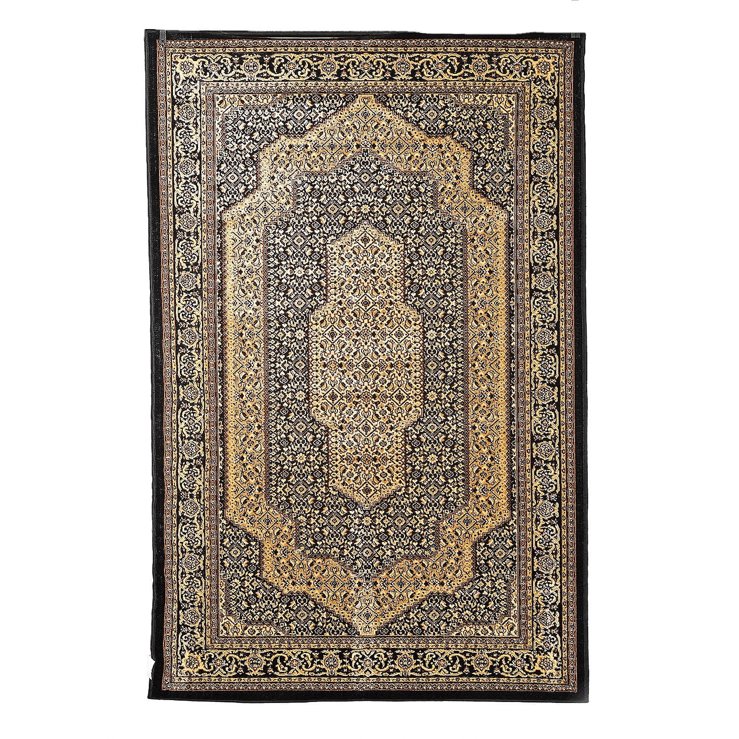 Polyester Traditional Rug and Door Mat (Size 120x1 cm) - Yellow & Yellow