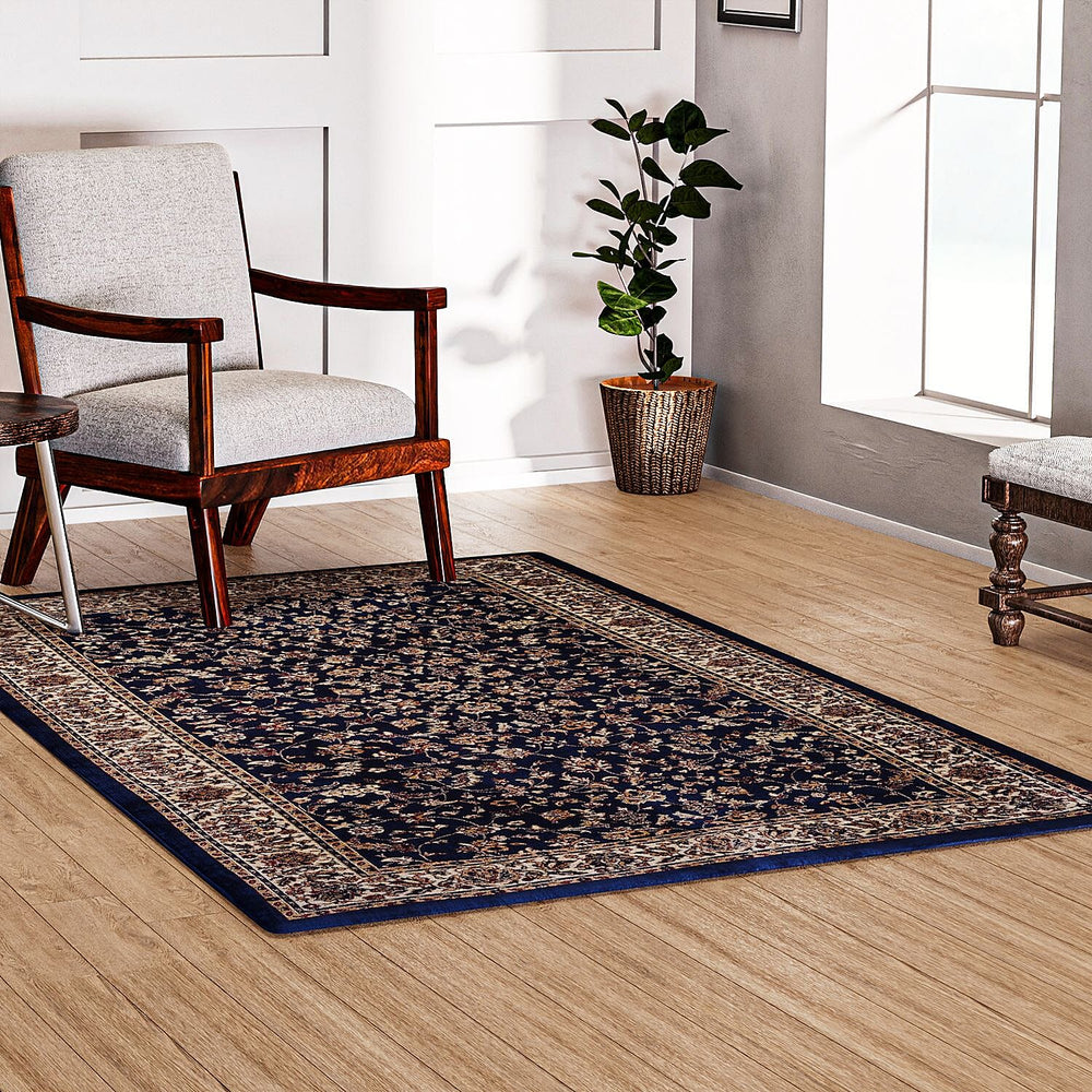 Polyester Traditional Rug and Door Mat (Size 120x1 cm) - Blue & Yellow