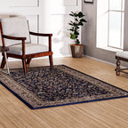 Polyester Traditional Rug and Door Mat (Size 120x1 cm) - Blue & Yellow