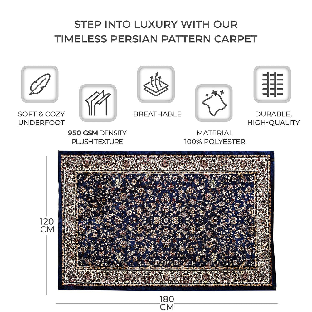 Polyester Traditional Rug and Door Mat (Size 120x1 cm) - Blue & Yellow