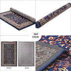 Polyester Traditional Rug and Door Mat (Size 120x1 cm) - Blue & Yellow