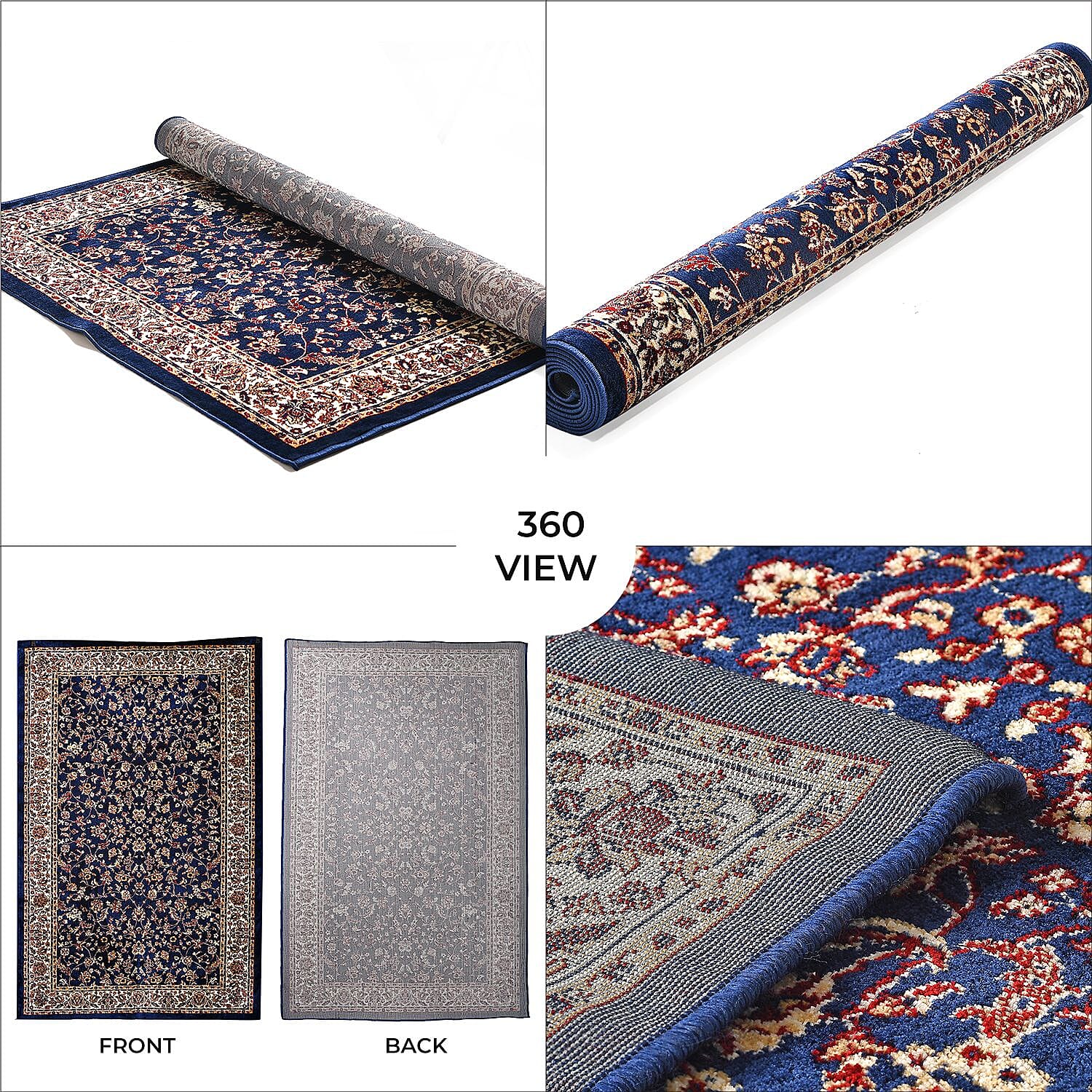 Polyester Traditional Rug and Door Mat (Size 120x1 cm) - Blue & Yellow
