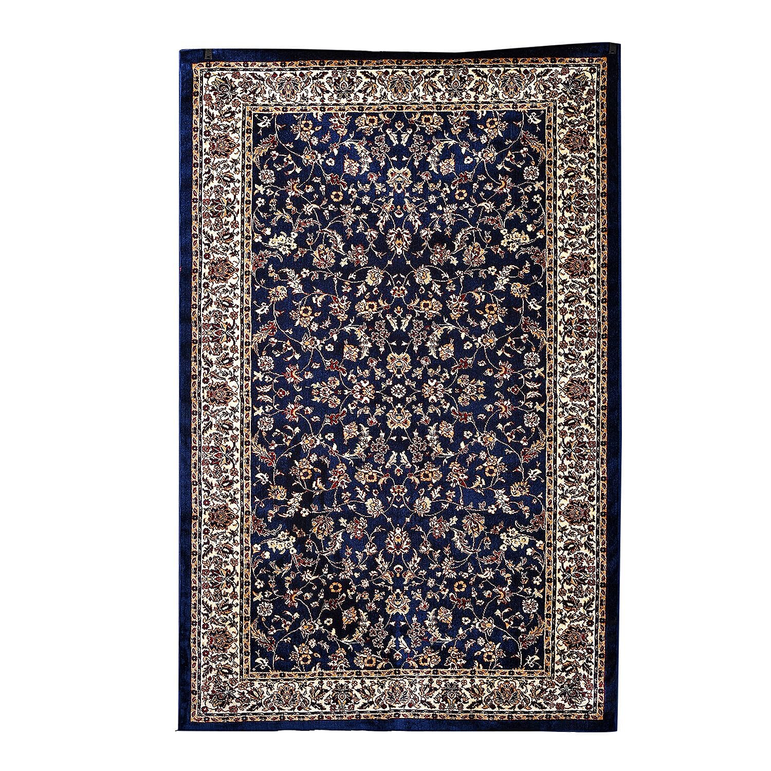Polyester Traditional Rug and Door Mat (Size 120x1 cm) - Blue & Yellow
