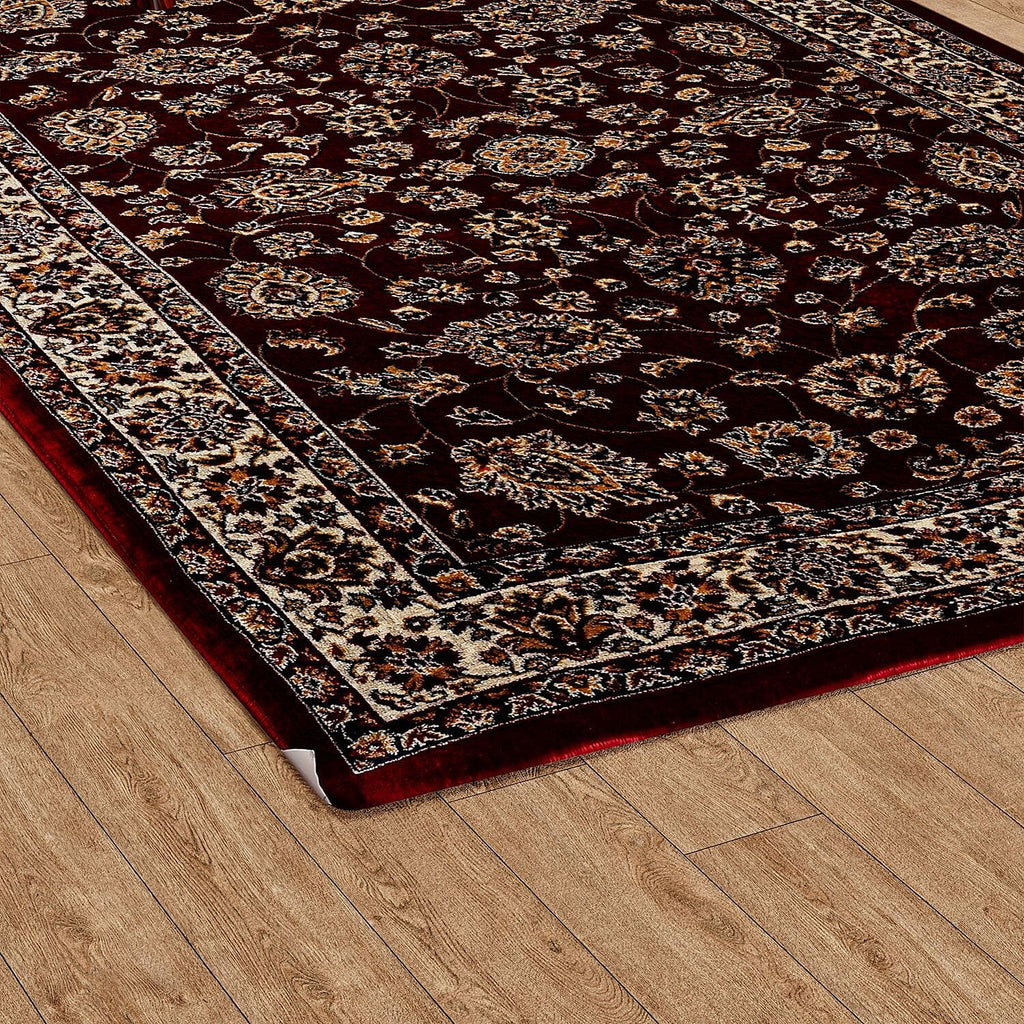 Polyester Traditional Rug and Door Mat (Size 120x1 cm) - Red & Yellow