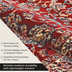 Polyester Traditional Rug and Door Mat (Size 120x1 cm) - Red & Yellow