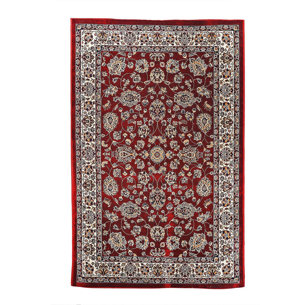 Polyester Traditional Rug and Door Mat (Size 120x1 cm) - Red & Yellow