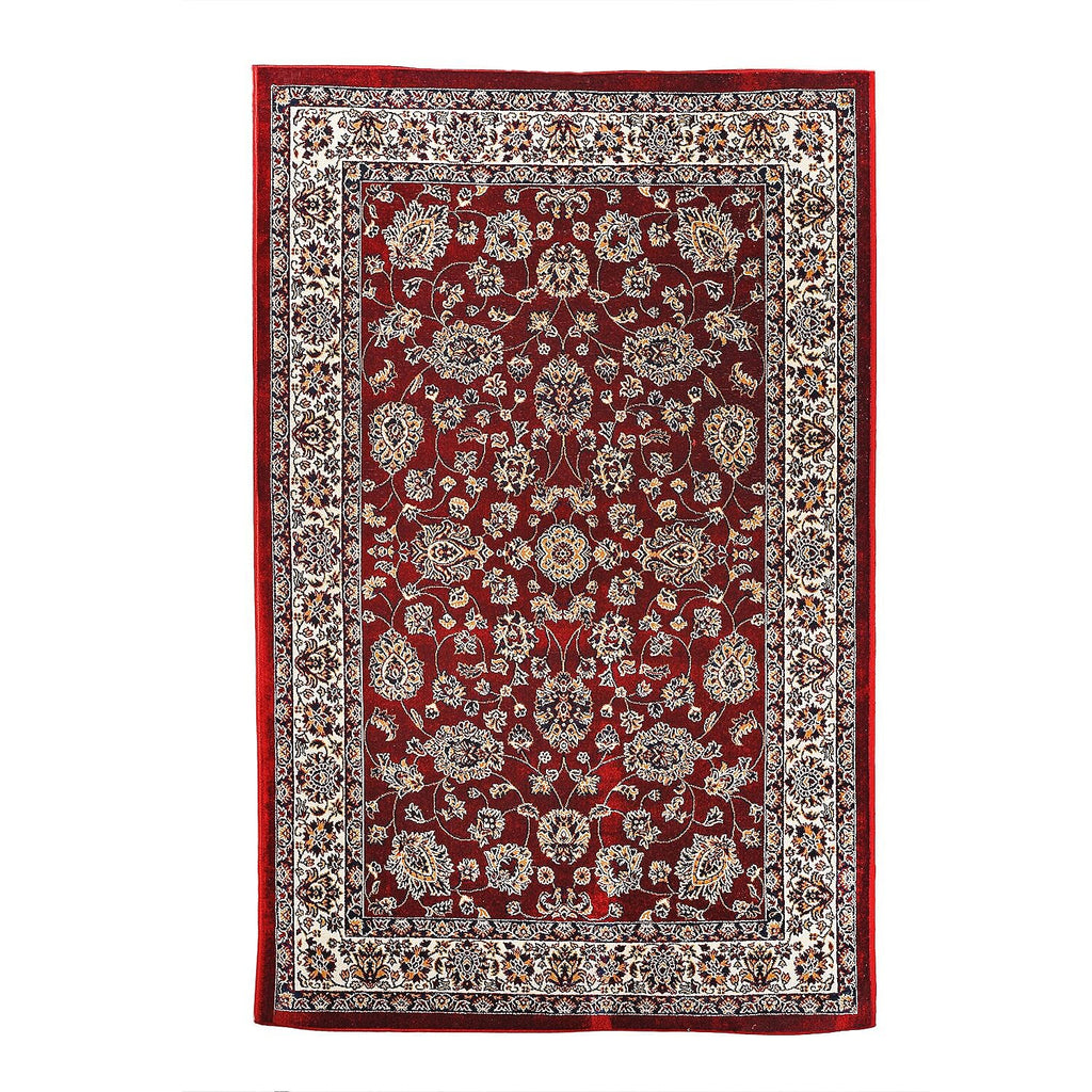 Polyester Traditional Rug and Door Mat (Size 120x1 cm) - Red & Yellow