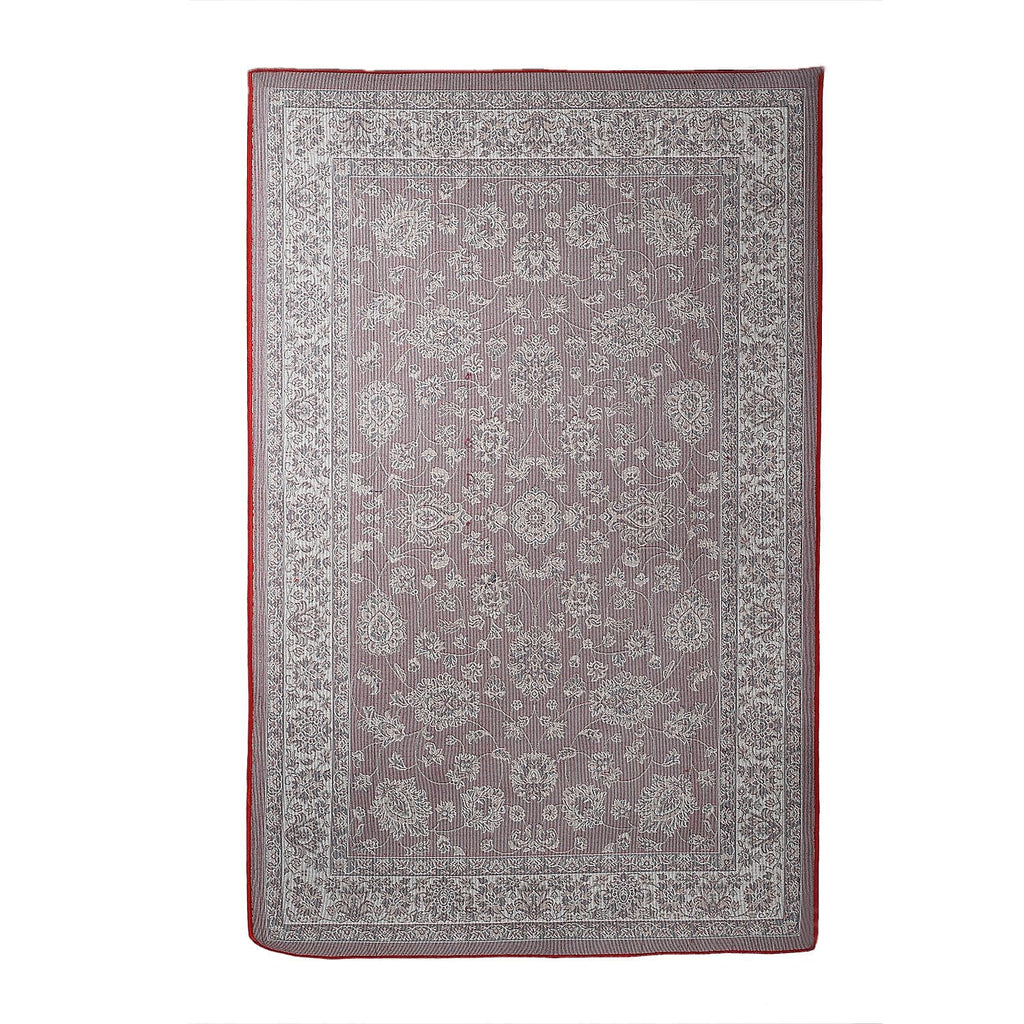 Polyester Traditional Rug and Door Mat (Size 120x1 cm) - Red & Yellow