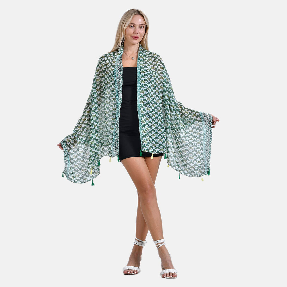 Closeout Deal New Arrival Fan Pattern Scarf (Size - One Size) - Green