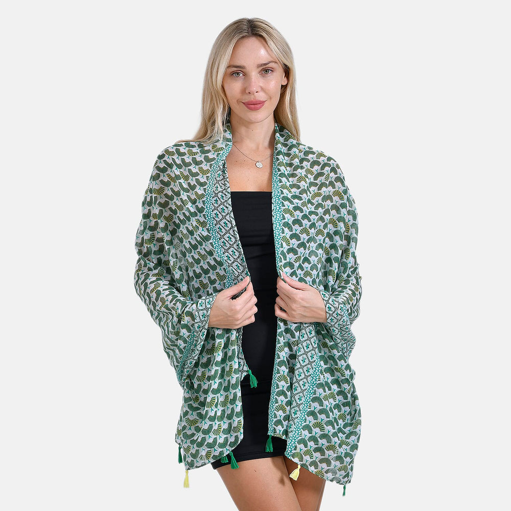 Closeout Deal New Arrival Fan Pattern Scarf (Size - One Size) - Green
