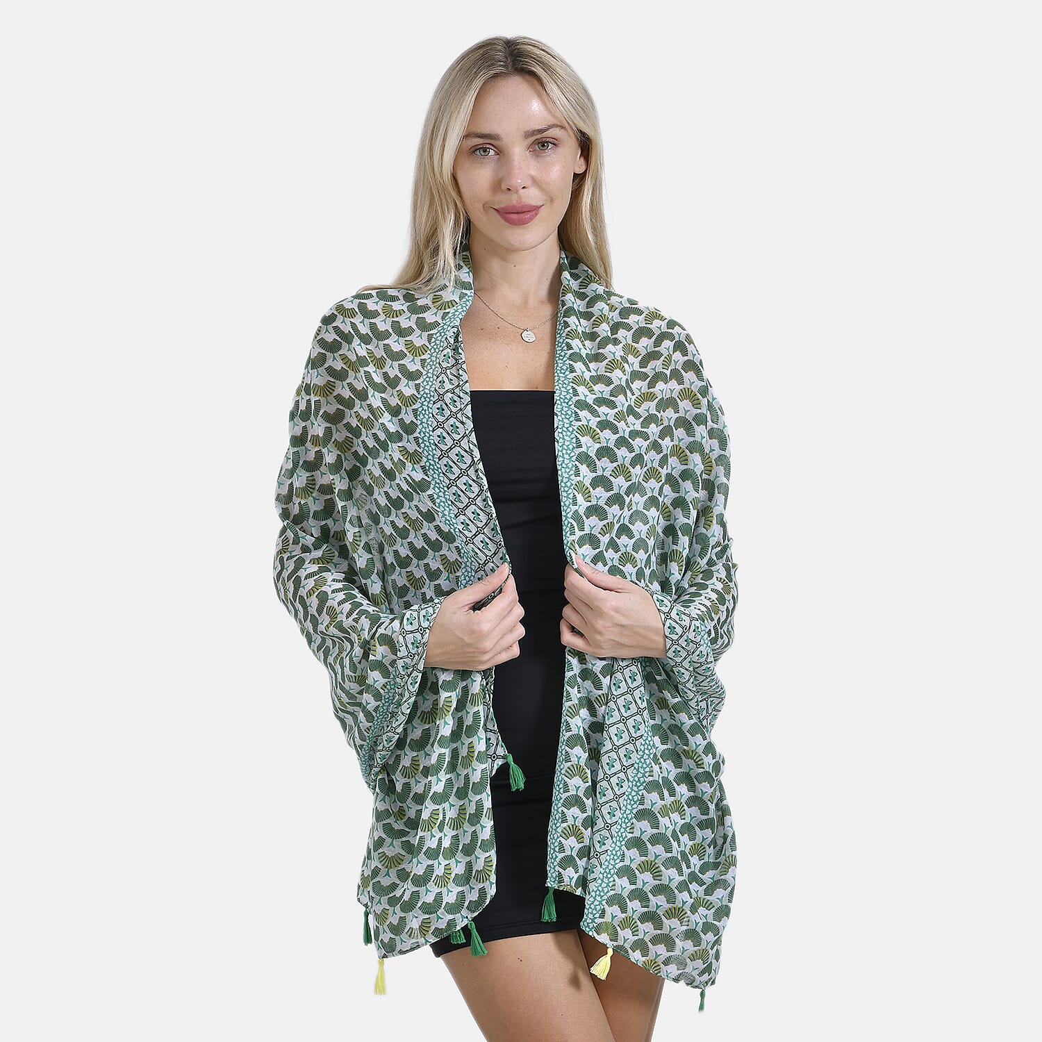 Closeout Deal New Arrival Fan Pattern Scarf (Size - One Size) - Green