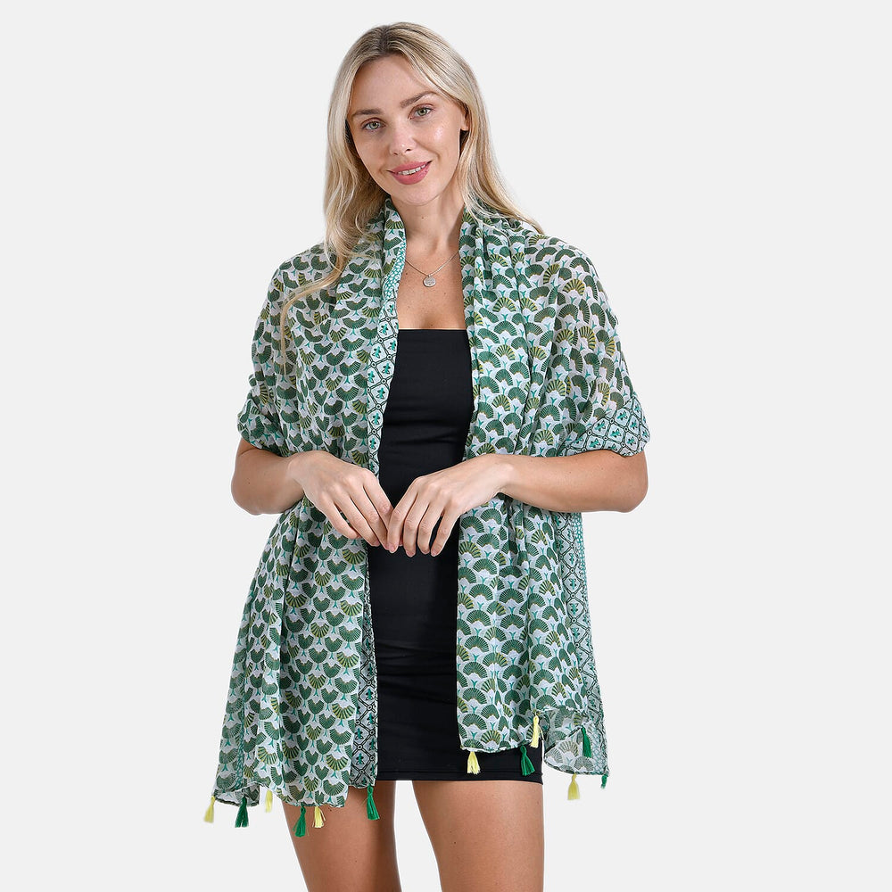 Closeout Deal New Arrival Fan Pattern Scarf (Size - One Size) - Green