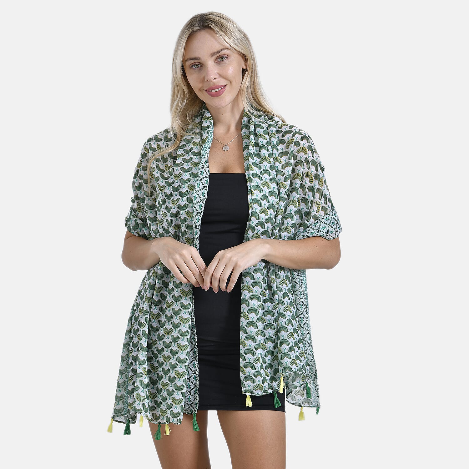 Closeout Deal New Arrival Fan Pattern Scarf (Size - One Size) - Green