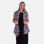 New Arrival- Abstract Flower & Leaf Pattern Dual Scarf Set - Green & Multicolor