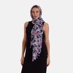 New Arrival- Abstract Flower & Leaf Pattern Dual Scarf Set - Green & Multicolor
