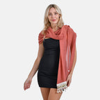 Closeout Deal - New Arrival Adorable Scarf with Small Fringes on Bottom (One Size) - Brown Rust