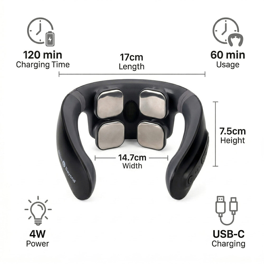 NEW LAUNCH - NECK MIRACLE - Bliss - Beyond Neck Massager with Red Light, EMS - Heat Therapy - USB Powered Lead Included