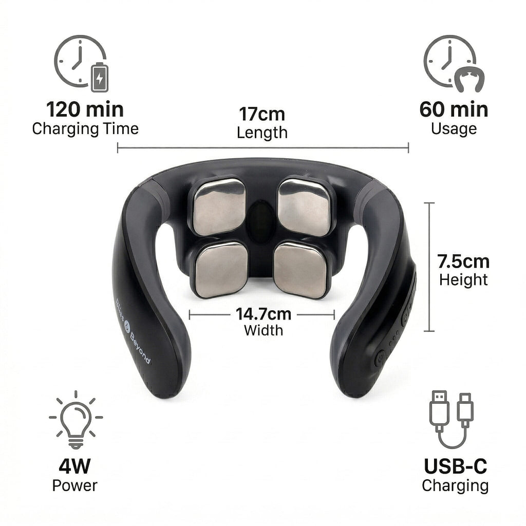 NEW LAUNCH - NECK MIRACLE - Bliss - Beyond Neck Massager with Red Light, EMS - Heat Therapy - USB Powered Lead Included