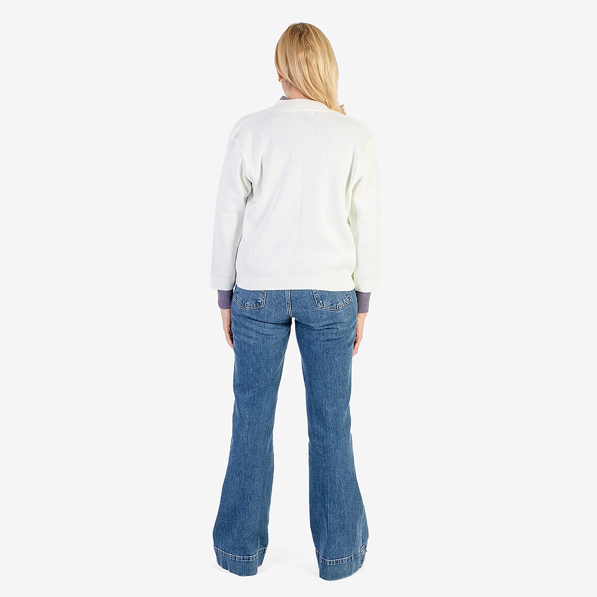 Pure And Natural Acrylic Cardigan (Size S to M) - Winter White
