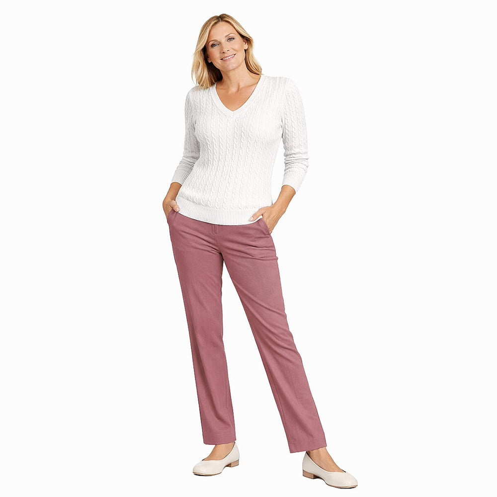 Pure And Natural V-Neck Cable Jumper (Size 20 to 22) - White