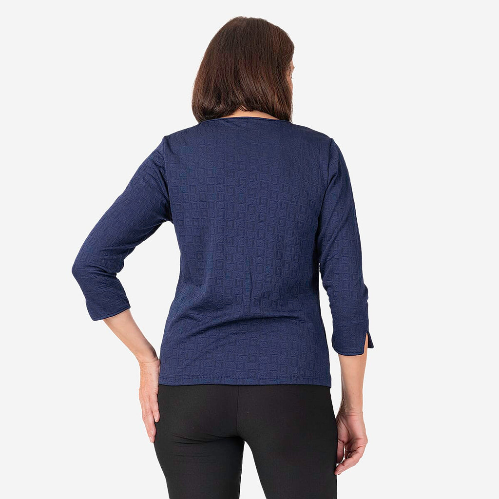 Pure And Natural Auburn Top (Size 10-12) - Navy