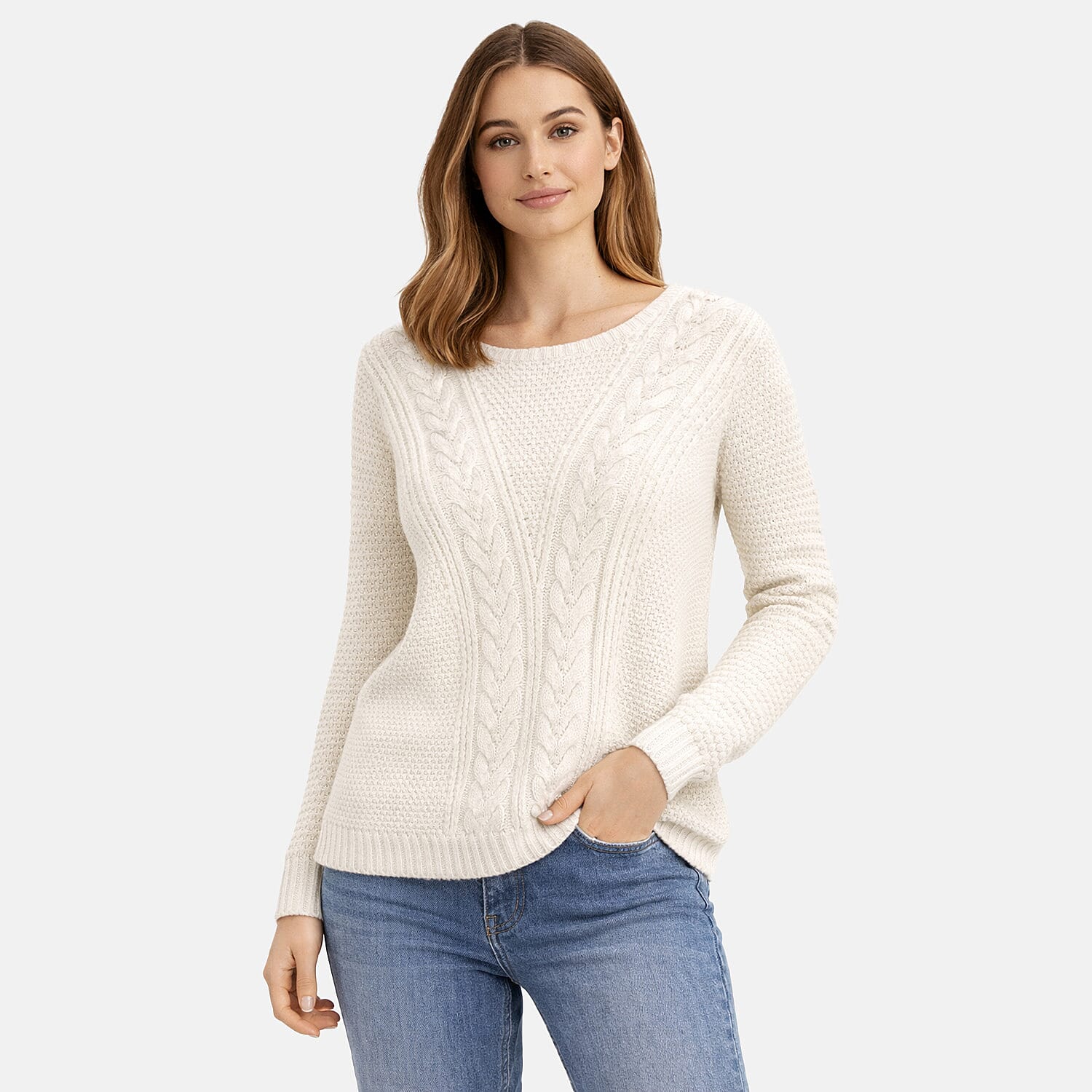 Pure And Natural Cable Jumper (Size 14-16) - Ivory