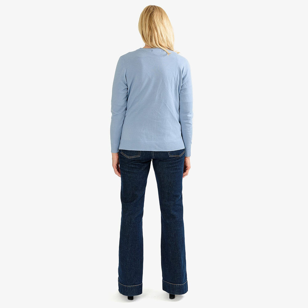 Pure and Natural Crew Neck Cardigan (Size 16) - Dusty Blue