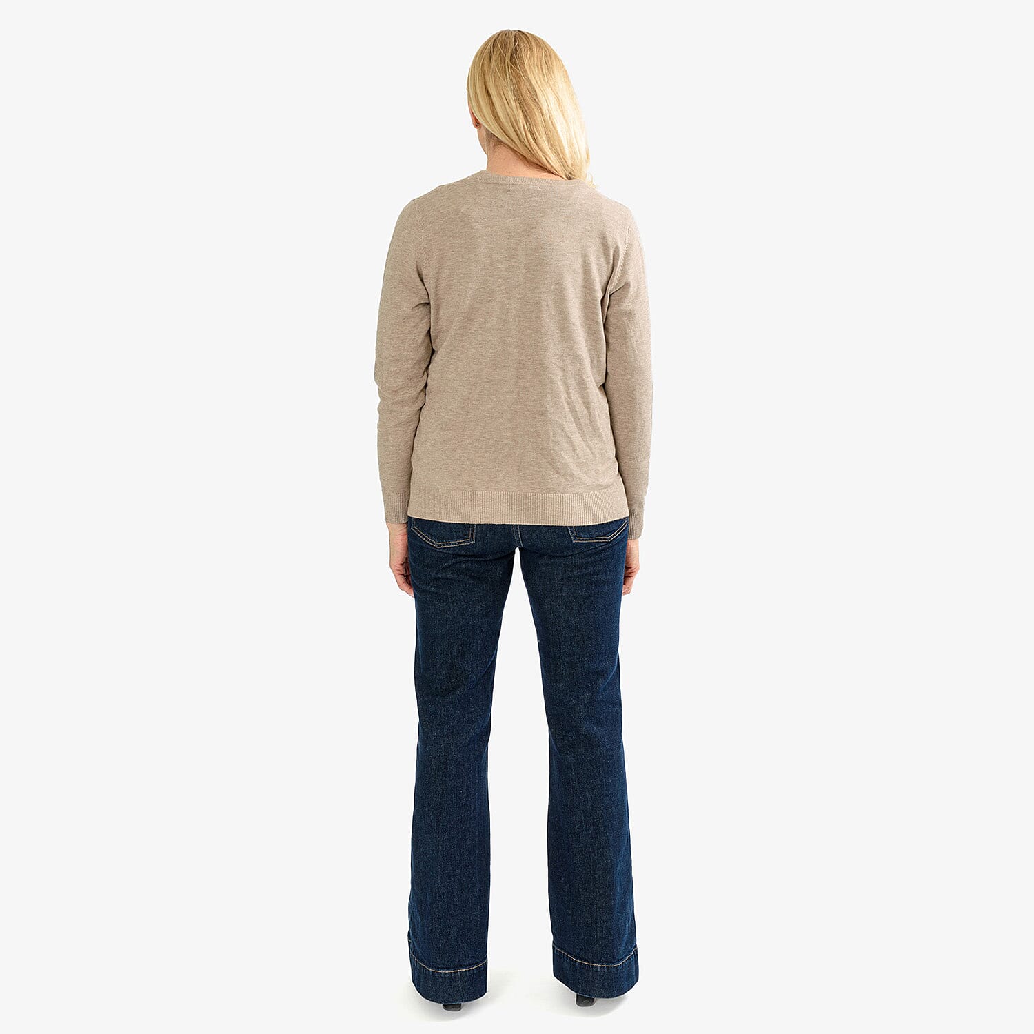 Pure and Natural Crew Neck Cardigan (Size 16) - Oatmeal
