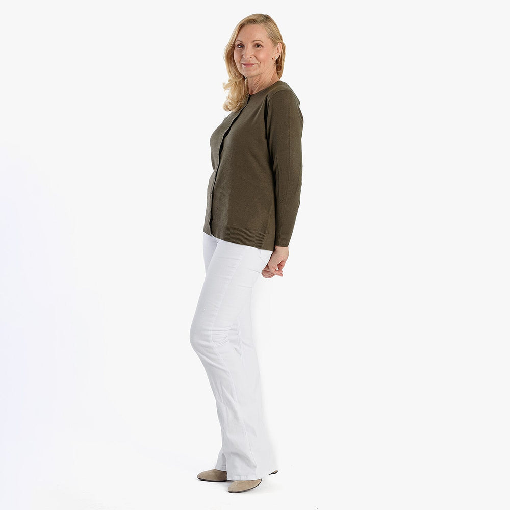 Pure And Natural Crew Neck Cardigan (Size 16) - Olive