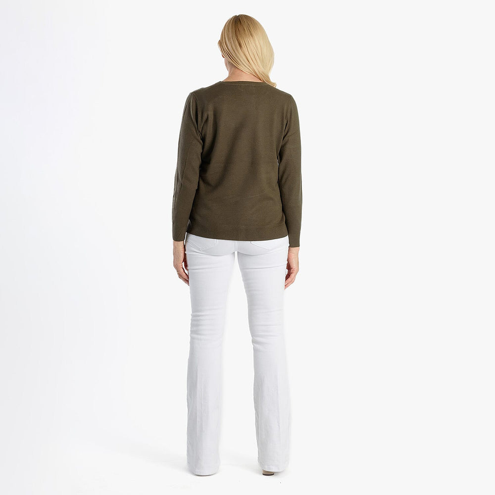 Pure And Natural Crew Neck Cardigan (Size 16) - Olive