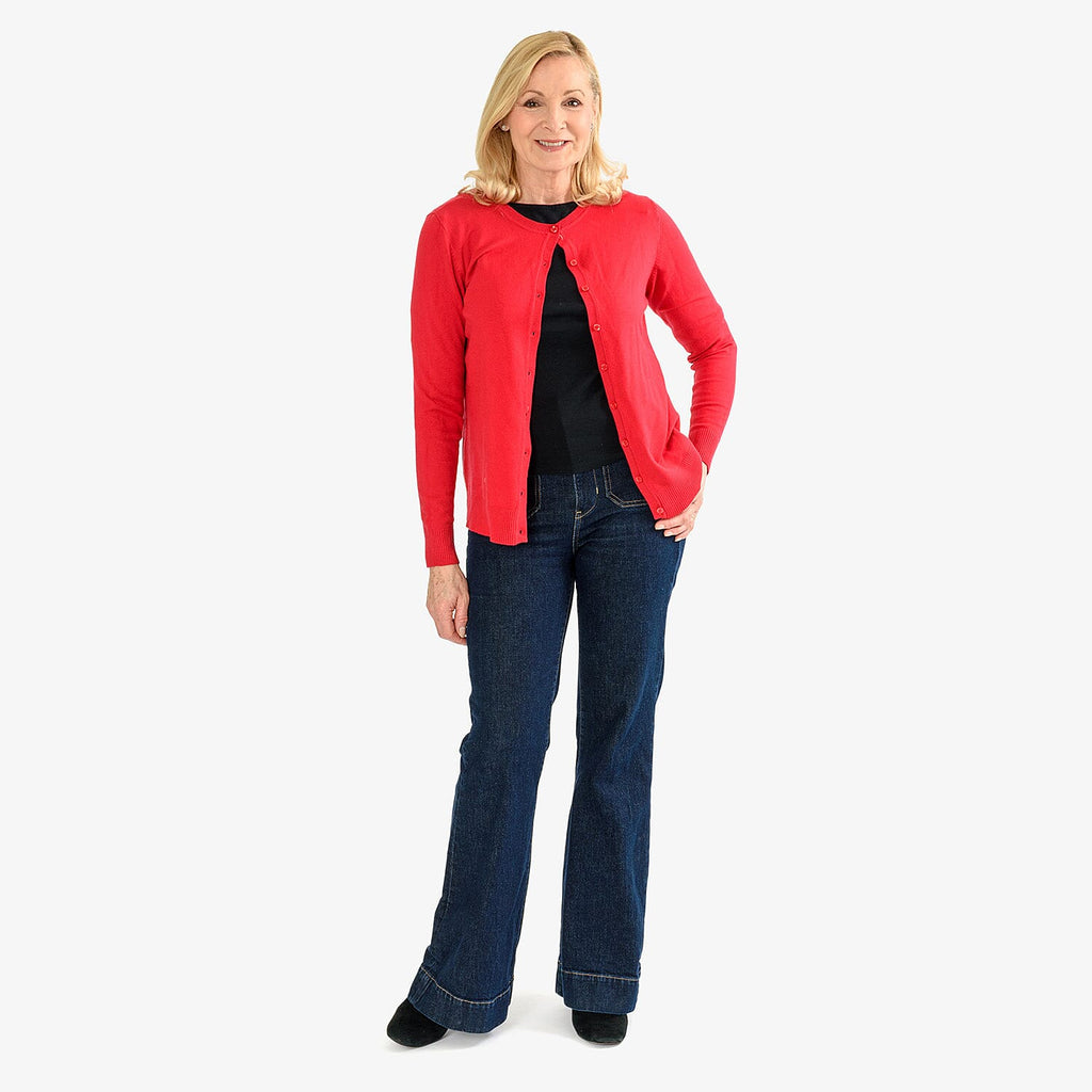 Pure And Natural Crew Neck Cardigans (Size 16) - Red