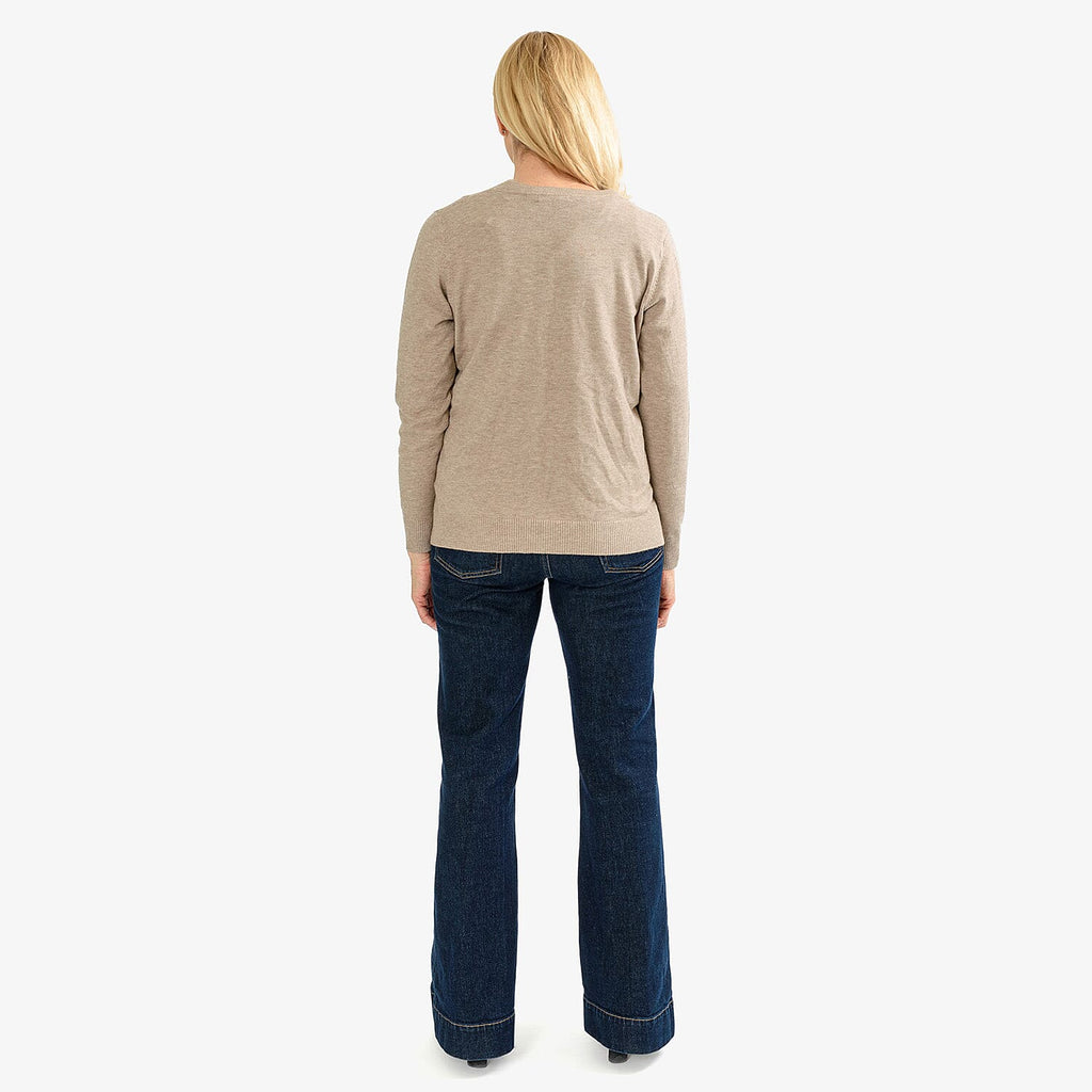 Pure and Natural Crew Neck Cardigan (Size 18) - Oatmeal