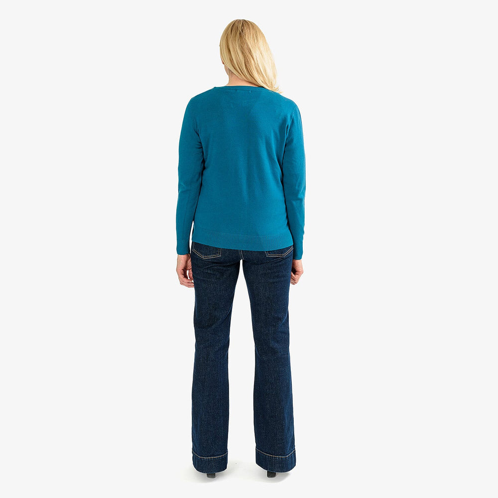 Pure and Natural Crew Neck Cardigan (Size 18) - Teal