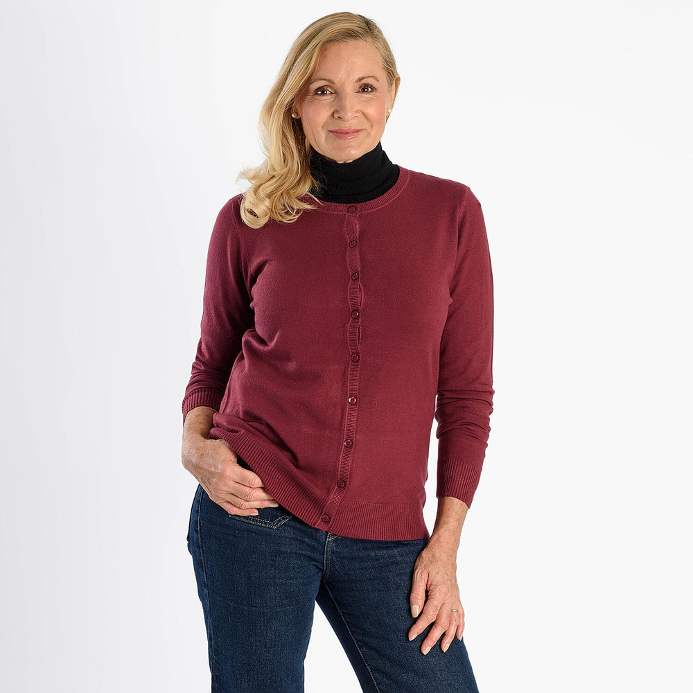 Pure And Natural Crew Neck Cardigan (Size 20) - Burgandy