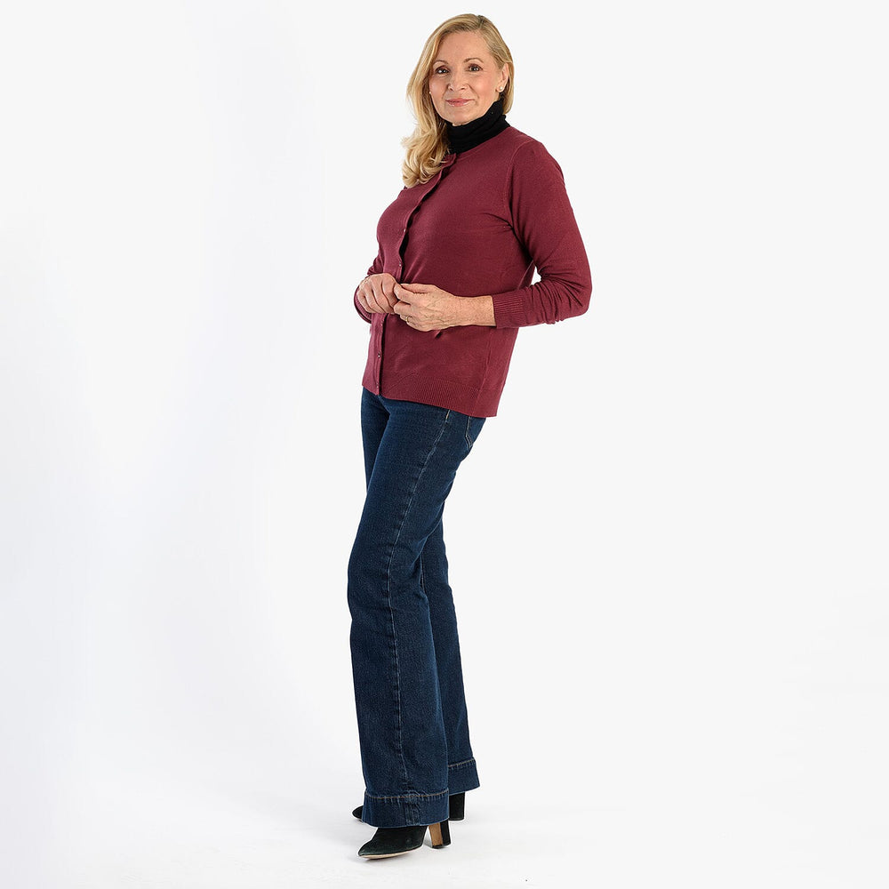 Pure And Natural Crew Neck Cardigan (Size 20) - Burgandy