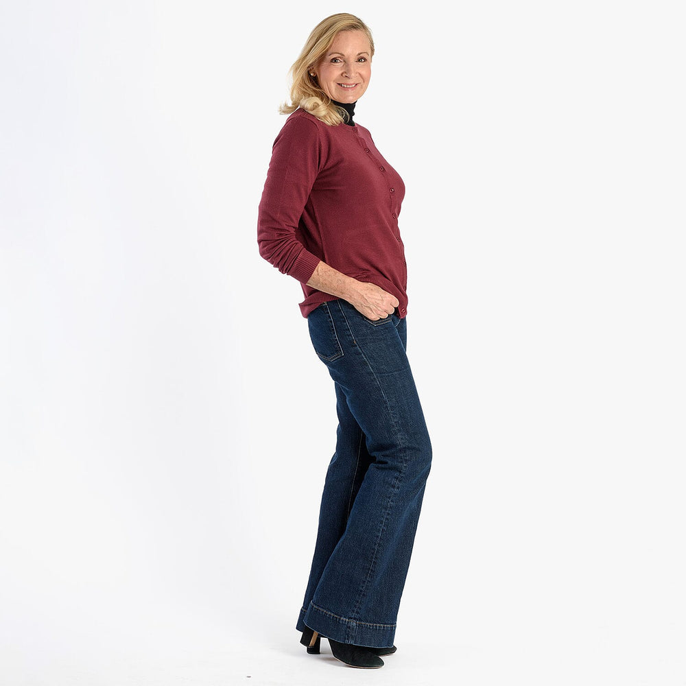 Pure And Natural Crew Neck Cardigan (Size 20) - Burgandy