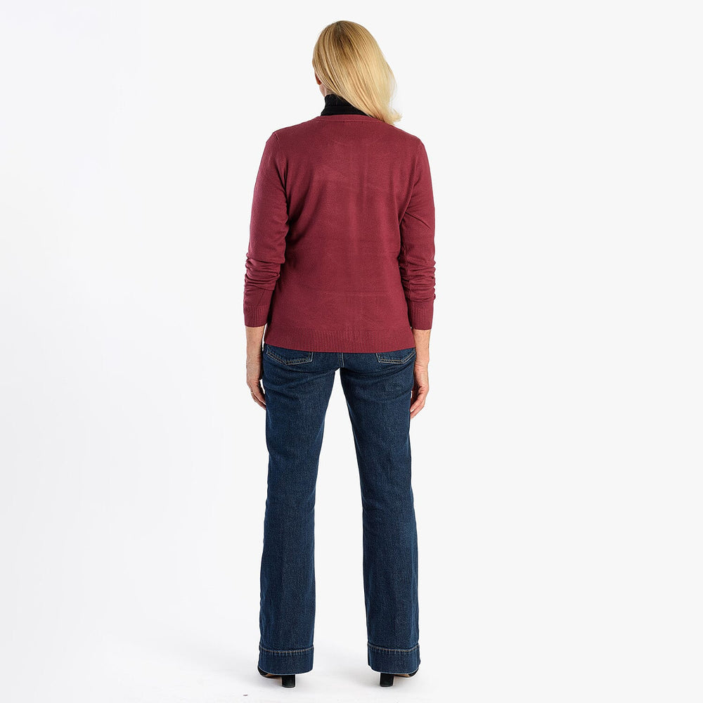 Pure And Natural Crew Neck Cardigan (Size 20) - Burgandy