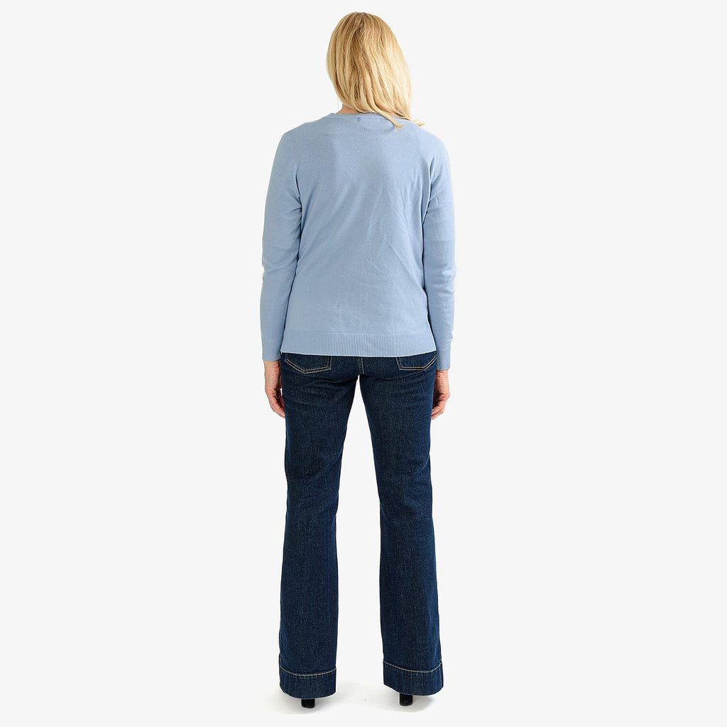 Pure and Natural Crew Neck Cardigan (Size 20) - Dusty Blue