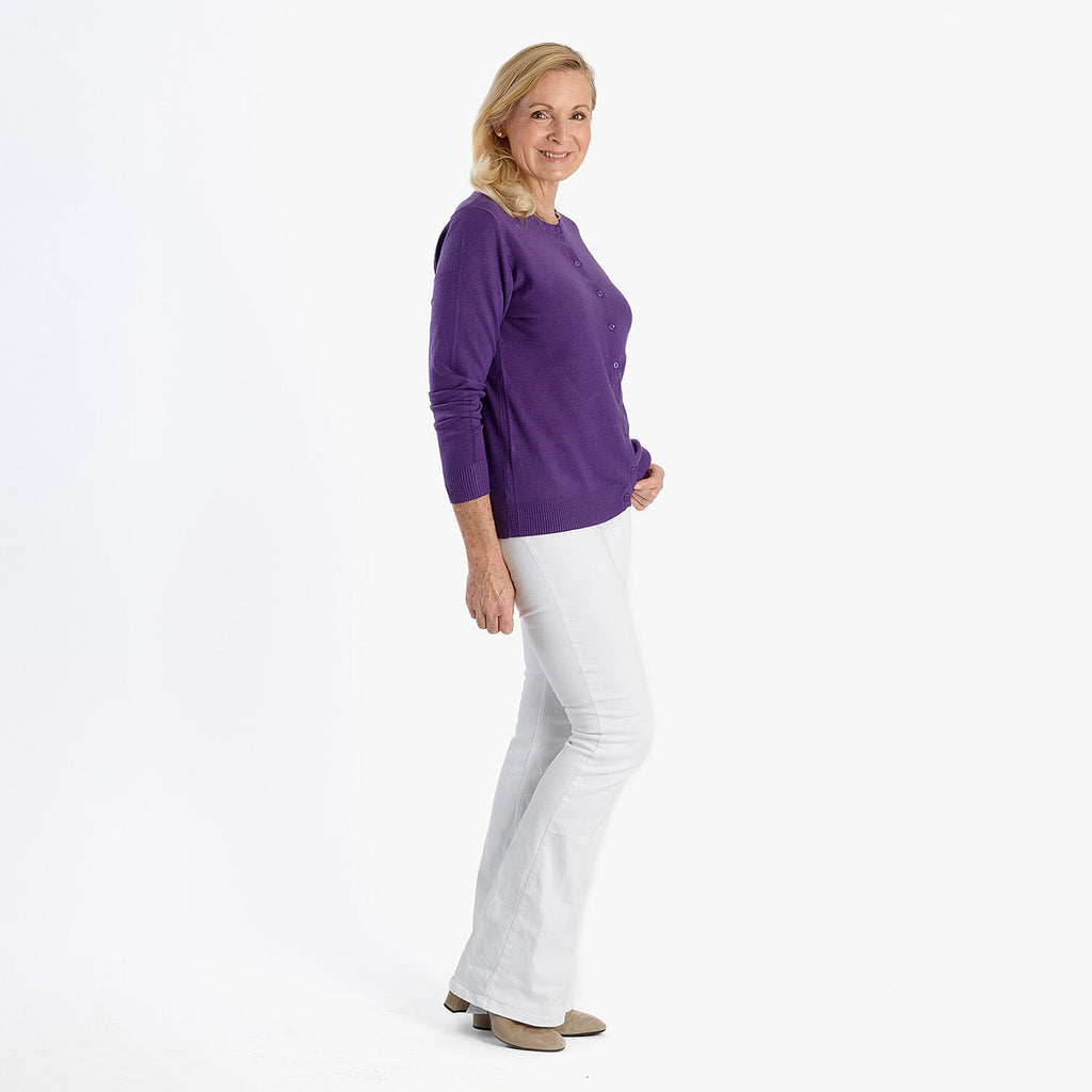 Pure And Natural Crew Neck Cardigan (Size 20) - Purple