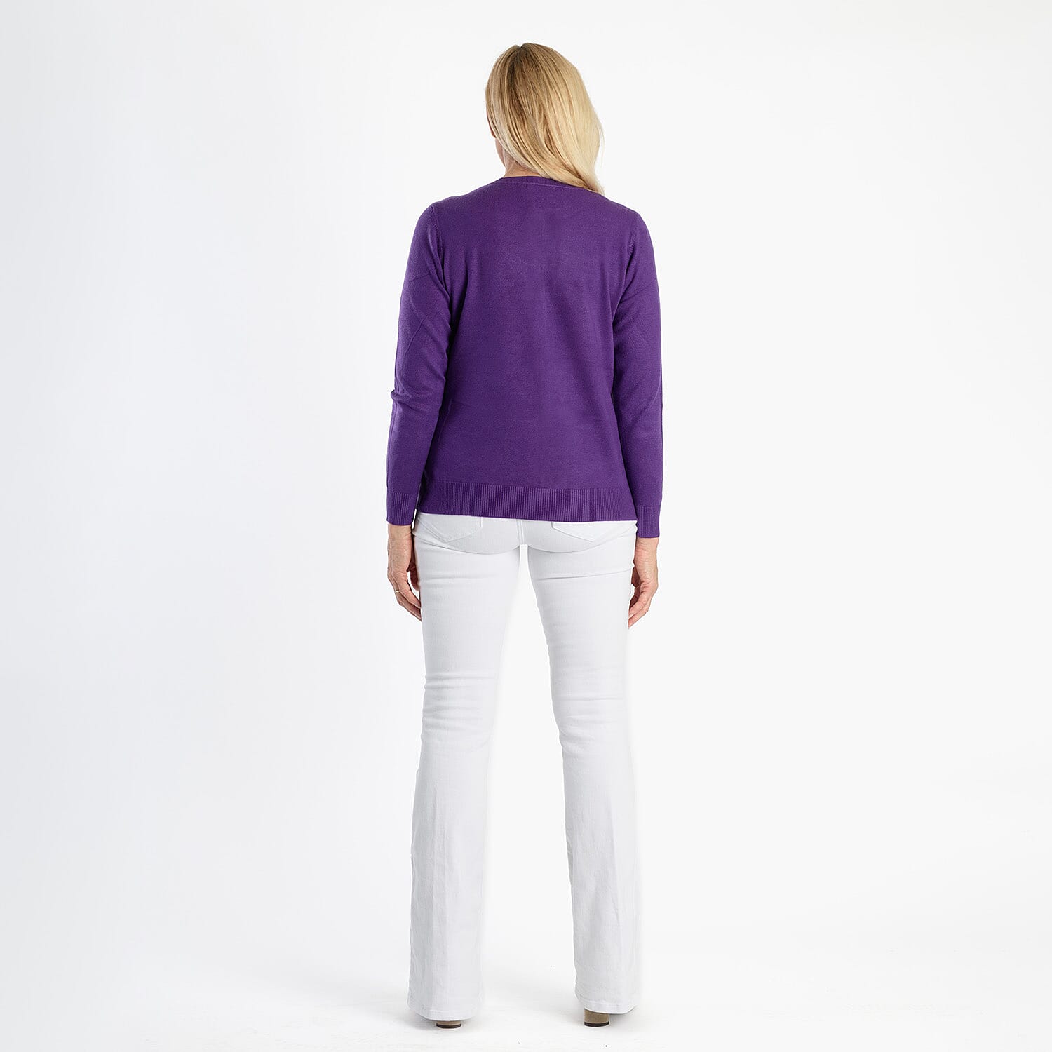 Pure And Natural Crew Neck Cardigan (Size 20) - Purple