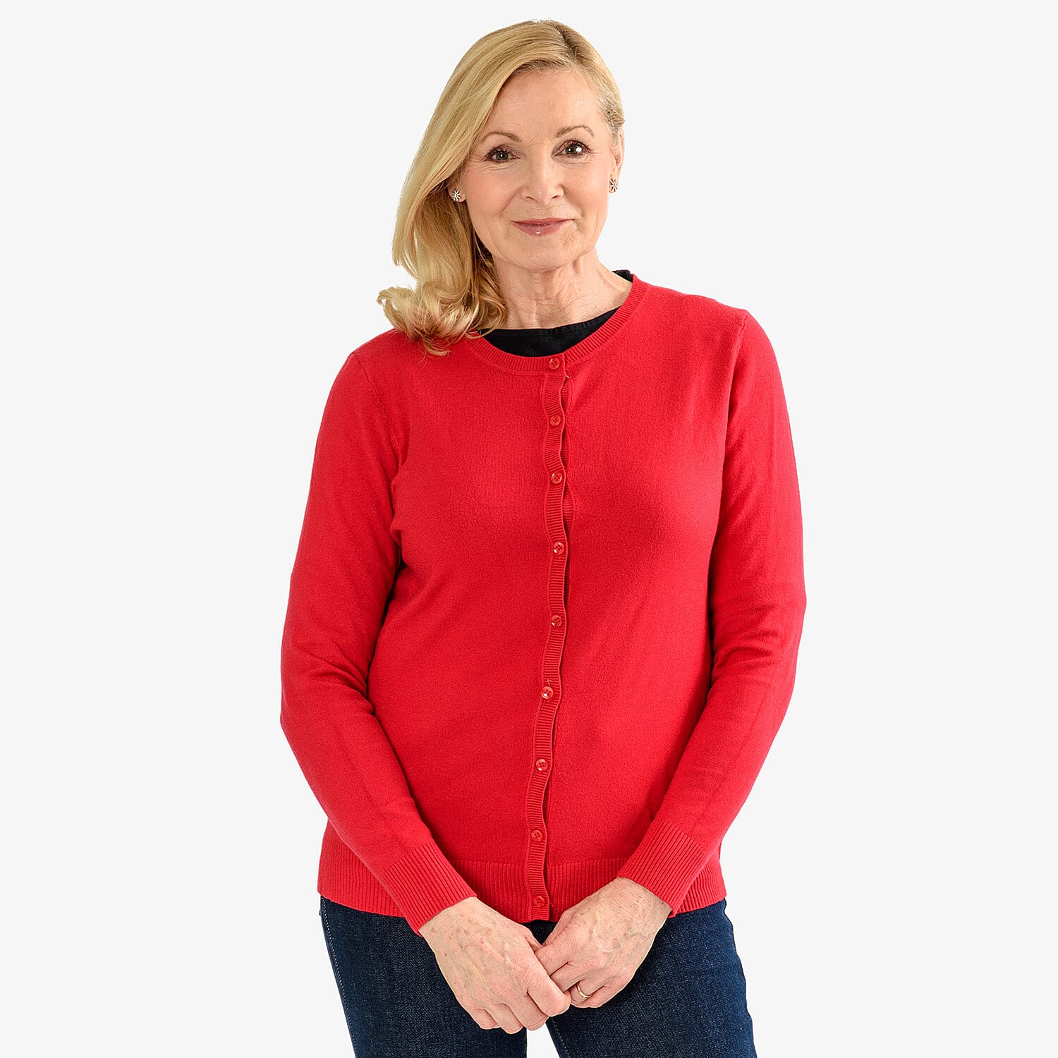Pure And Natural Crew Neck Cardigans (Size 20) - Red