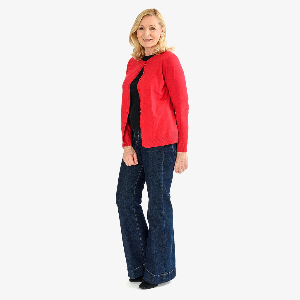 Pure And Natural Crew Neck Cardigans (Size 20) - Red