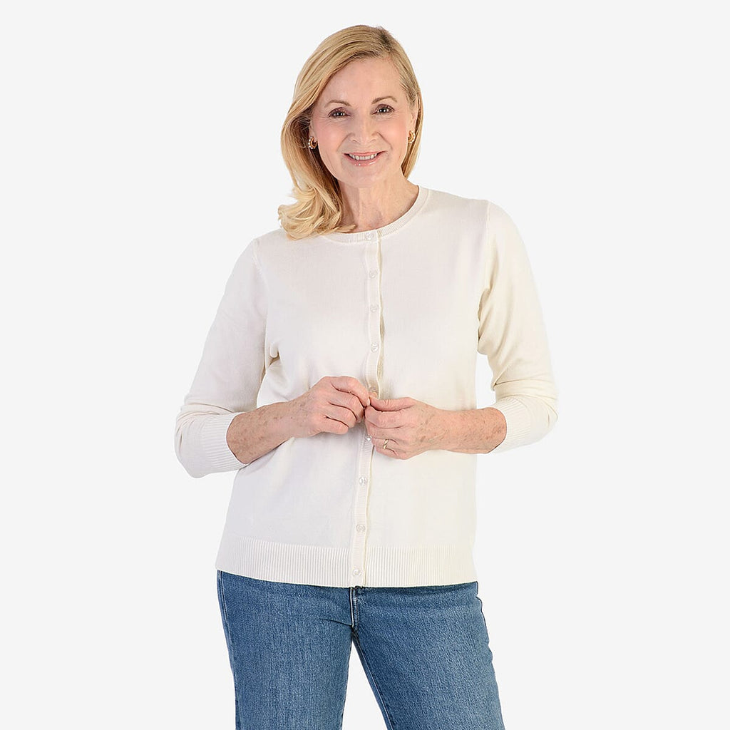Pure And Natural Crew Neck Cardigans (Size 10) - Ivory