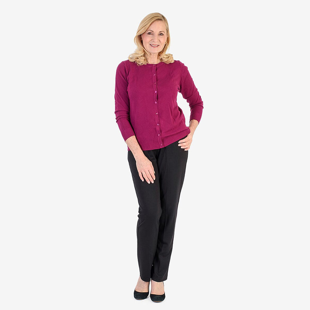 Pure And Natural Crew Neck Cardigans (Size 14) - Mulberry