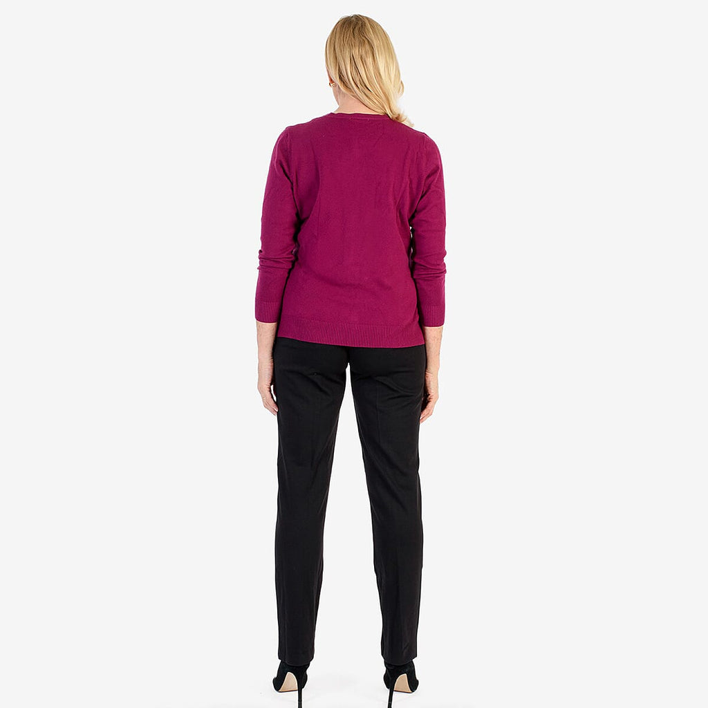 Pure And Natural Crew Neck Cardigans (Size 14) - Mulberry
